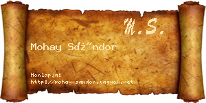 Mohay Sándor névjegykártya
